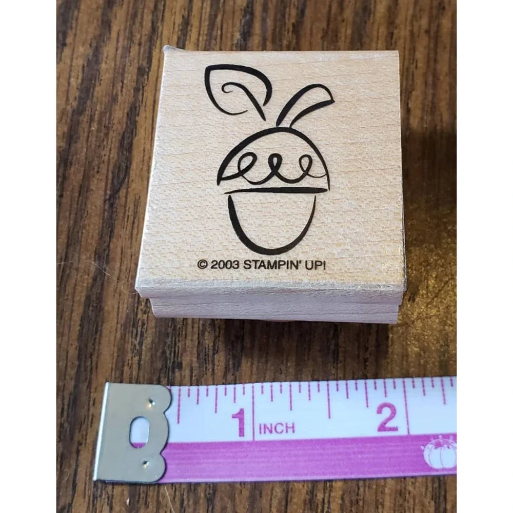 Stampin Up Autumn Fall Acorn Wood Mounted Rubber Stamp